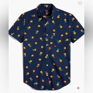 jcrew factory Short-sleeve slim orange-print flex casual shirt